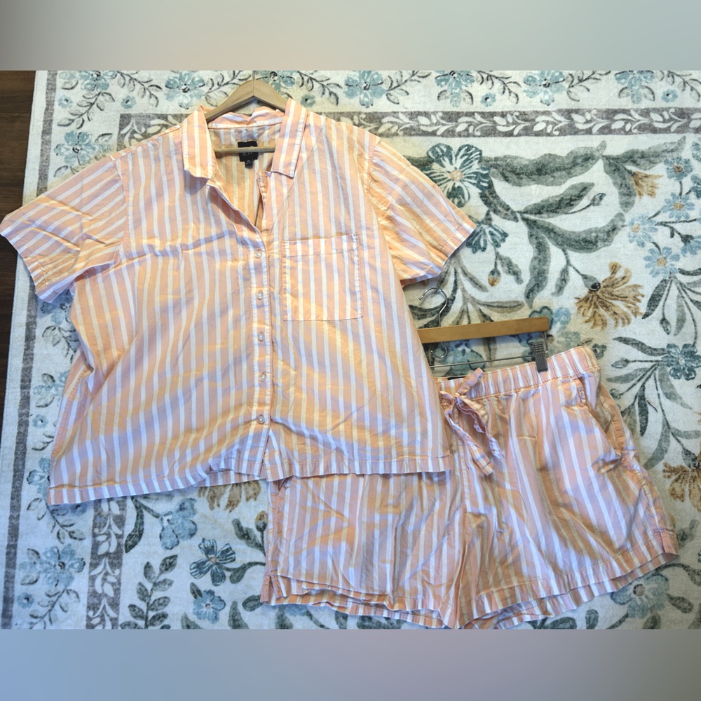 Gap Pink and White Striped 100% Cotton Short Sleeve & Shorts Pajama Set